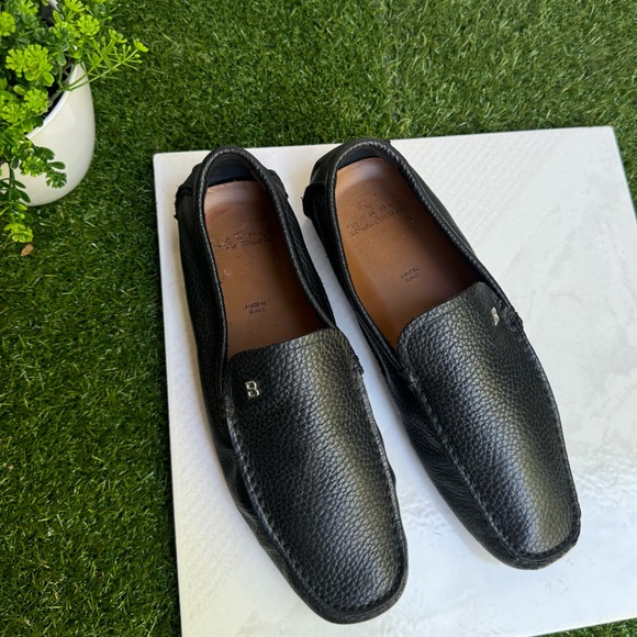 BALLY Black Leather loafer men size 7.5 - Picture 2 of 12